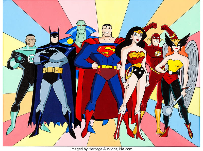 Justice League, Superman , Batman , Wonder Woman , Green Lantern , John Stewart (Green Lantern) , Flash , Wally West , Martian Manhunter , J'onn J'onzz , Hawkgirl (DC Comics) , Shayera Hol, HD wallpaper