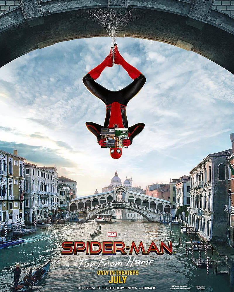 Spider-Man Far From Home, Spider-Man, Peter Parker, Tom Holland, Marvel Cinematic Universe, Marvel Comics, Venice, HD phone wallpaper