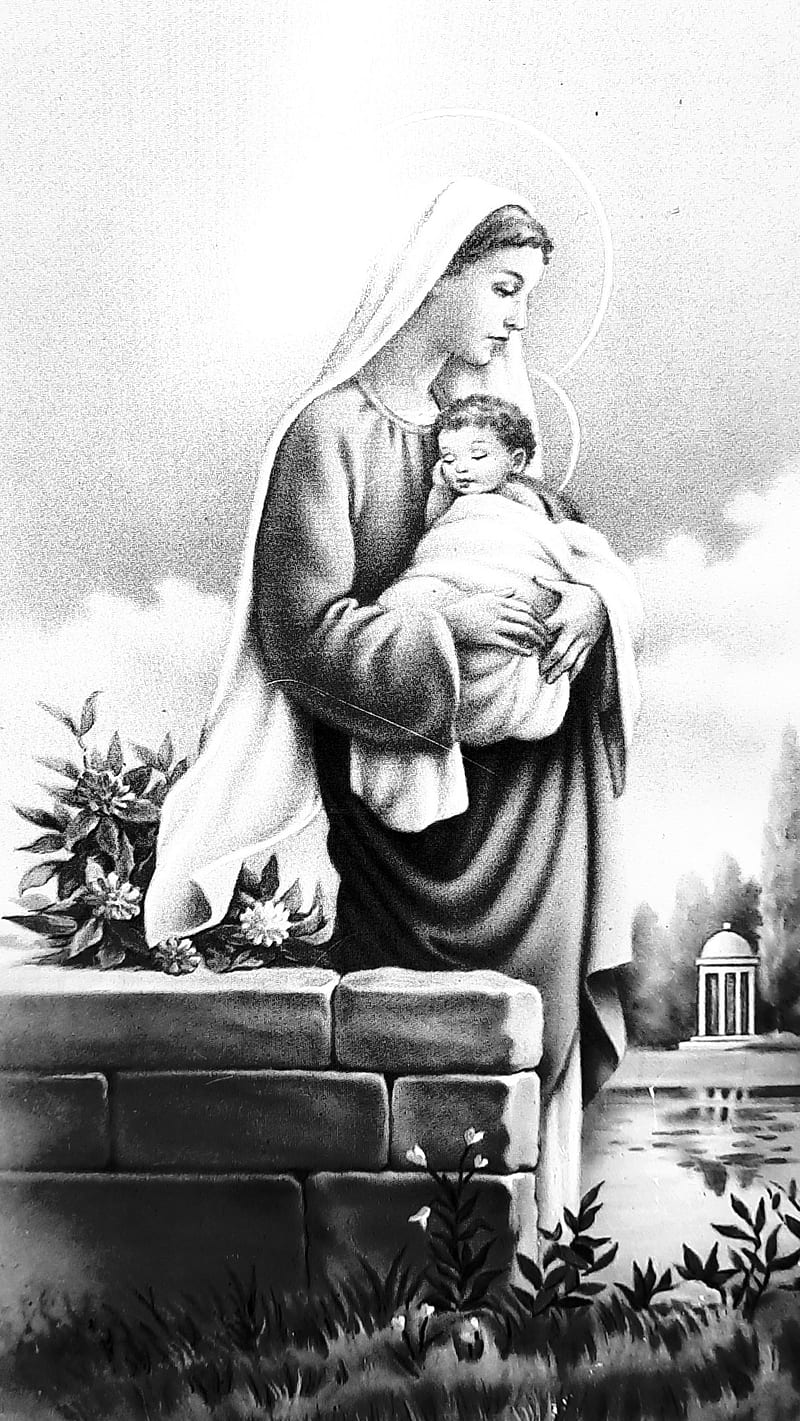 MaryWithChildJesus, christian, god, jesus, mary, mom, mother, mother mary, spiritual, HD phone wallpaper