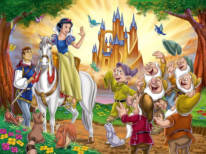 Snow White and the Seven Dwarves, Seven Dwarves, Snow White, The Prince,  Disney, HD wallpaper | Peakpx