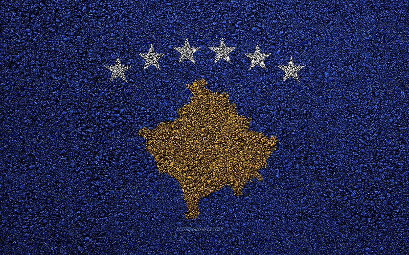 Flag of Kosovo, asphalt texture, flag on asphalt, Kosovo flag, Europe, Kosovo, flags of european countries, HD wallpaper