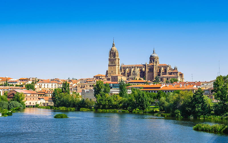 Salamanca, Alcazar de Salamanca, spanish cities, Spain, bridge, Salamanca skyline, cityscapes, Cities of Spain, HD wallpaper