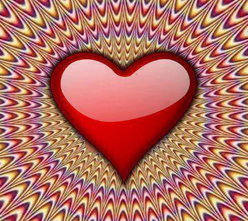 Heart Illusion, abstract, love, red, HD wallpaper