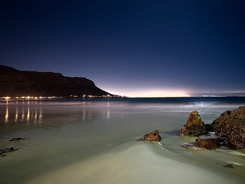 night seacoast-natural landscapes, HD wallpaper