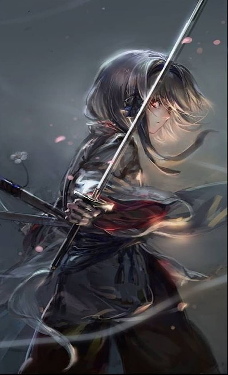 Sword girl, anime, warrior, drawing, HD phone wallpaper | Peakpx