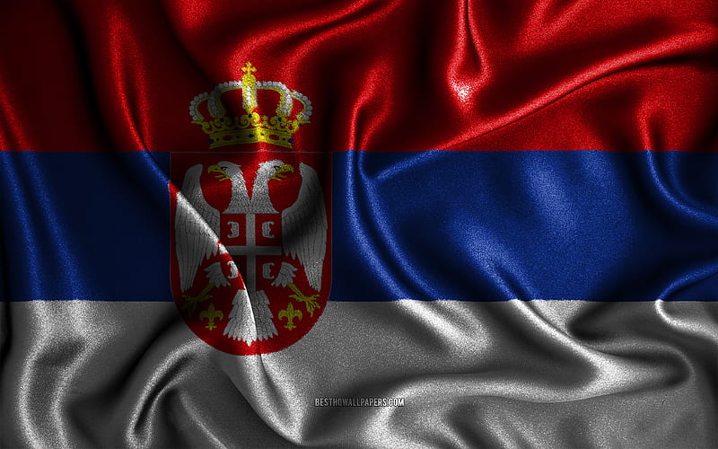 Serbian flag silk wavy flags, European countries, national symbols, Flag of Serbia, fabric flags, Serbia flag, 3D art, Serbia, Europe, Serbia 3D flag, HD wallpaper