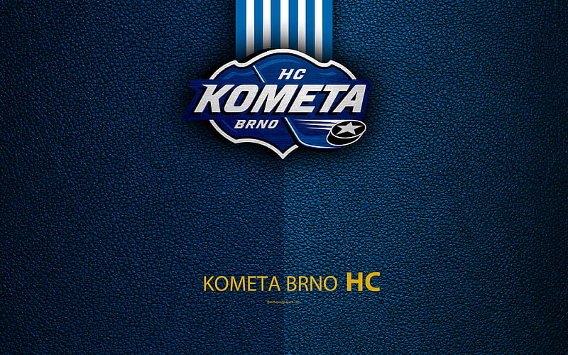 HC Kometa Brno logo, leather texture, Czech hockey club, Extraliga, Brno, Czech Republic, hockey, HD wallpaper