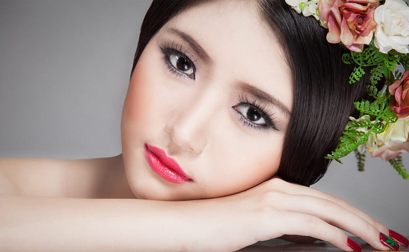 Asian beauty, flower, asian, hairstyle, model, HD wallpaper | Peakpx