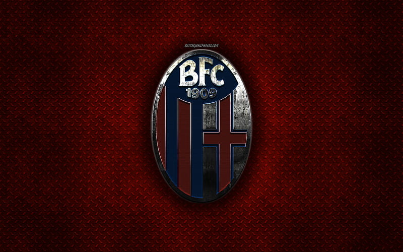 Bologna FC, Italian football club, red metal texture, metal logo, emblem, Bolonia, Italy, Serie A, creative art, football, HD wallpaper