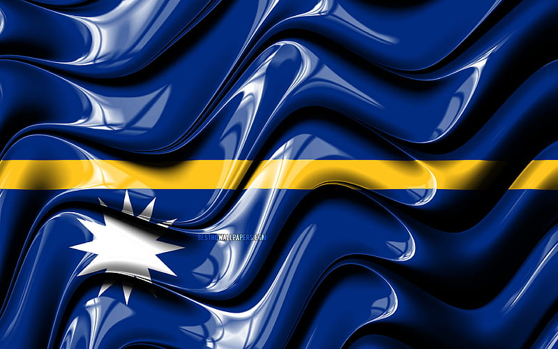 Nauru flag Oceania, national symbols, Flag of Nauru, 3D art, Nauru, Oceanian countries, Nauru 3D flag, HD wallpaper