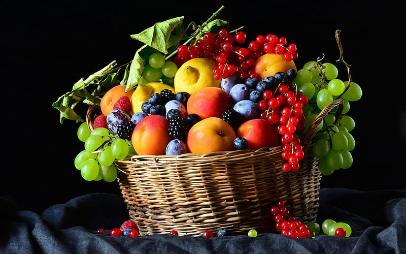 Fruit Basket, Fruit, eat, food, Basket, HD wallpaper