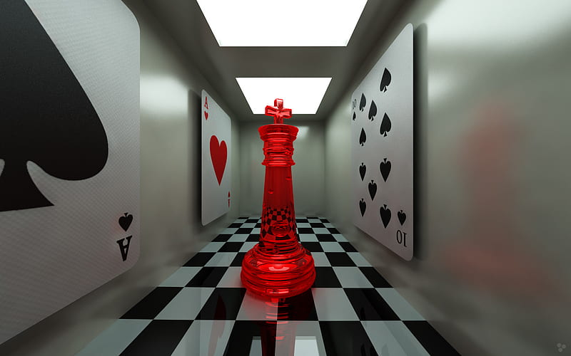 chess lab, red, cards, lab, black, room, white, chess, HD wallpaper