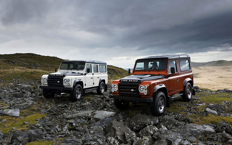 Land Rover Defender, Limited Edition, 2009, exterior, british suv, red Defender, white Defender, british cars, Land Rover, HD wallpaper