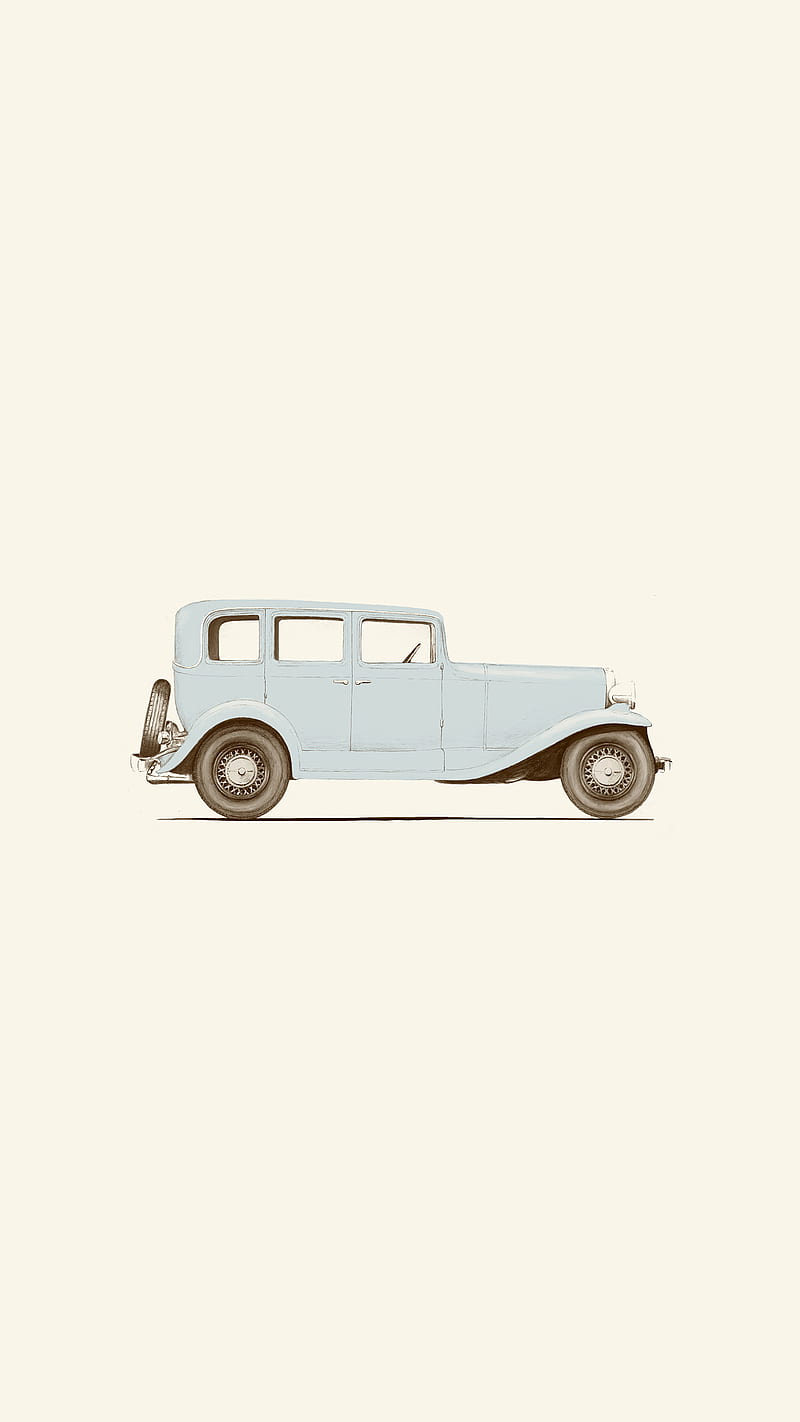 Car of the 30s, 30's, Car, Florent, art, automobile, blue, carros, digital, graphite, illustration, ink/pen, old, pop, transportation, truck, van, vintage, voiture, HD phone wallpaper