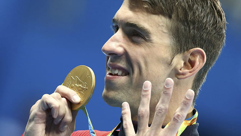 Michael Phelps, Gold Metal, USA, swimmimg, Rio 2016, HD wallpaper