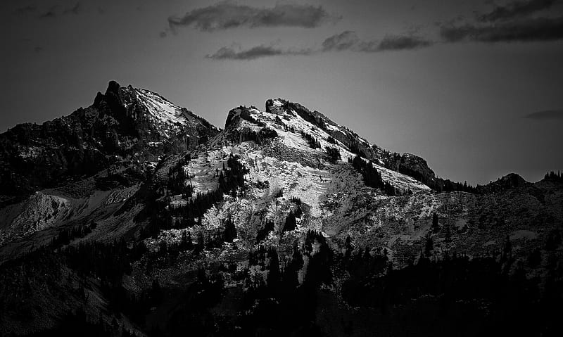 Grayscale graphy Of Mountain, HD wallpaper