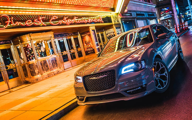 Chrysler 300S, 2017 cars, tuning, headlights, night, Sport Appearance Package, Chrysler, HD wallpaper