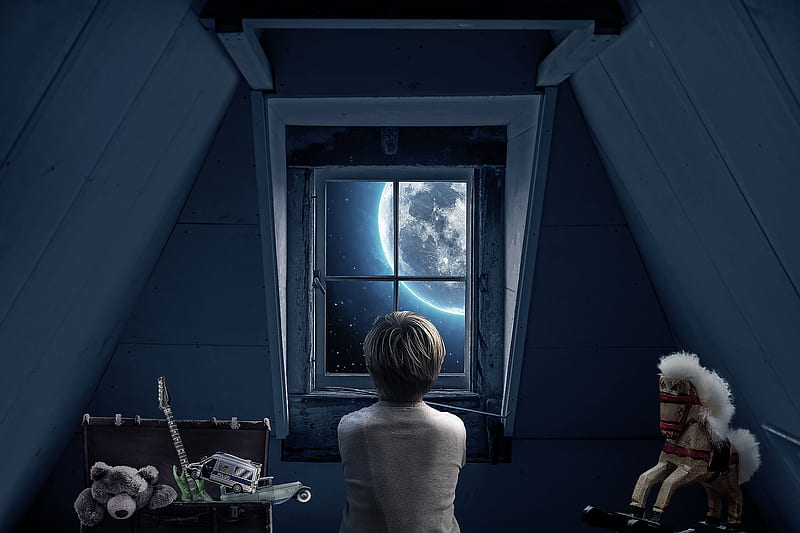 Boy Childhood Memories Dream World Out Of The Window , boy, graphy, HD wallpaper