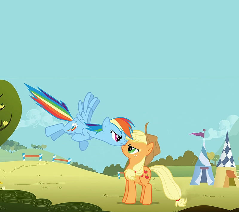 Apple Dash, applejack, brony, mlp, my little pony, rainbow dash, HD wallpaper
