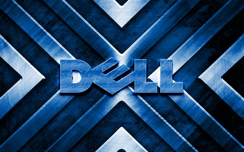 Dell metal logo blue metal background, brands, metal arrows, Dell logo, creative, Dell, HD wallpaper