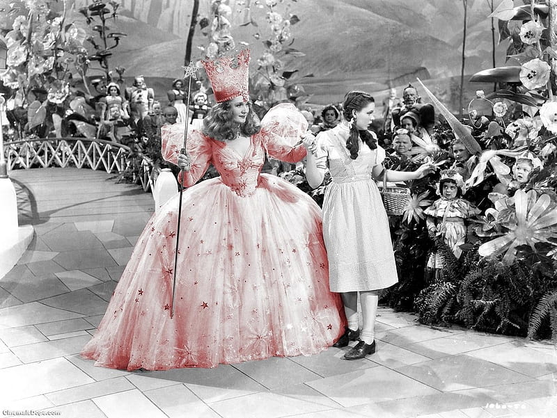 Wizard Of Oz, Crown, Dress, Pink, Woman, Black and white, Movie, HD wallpaper