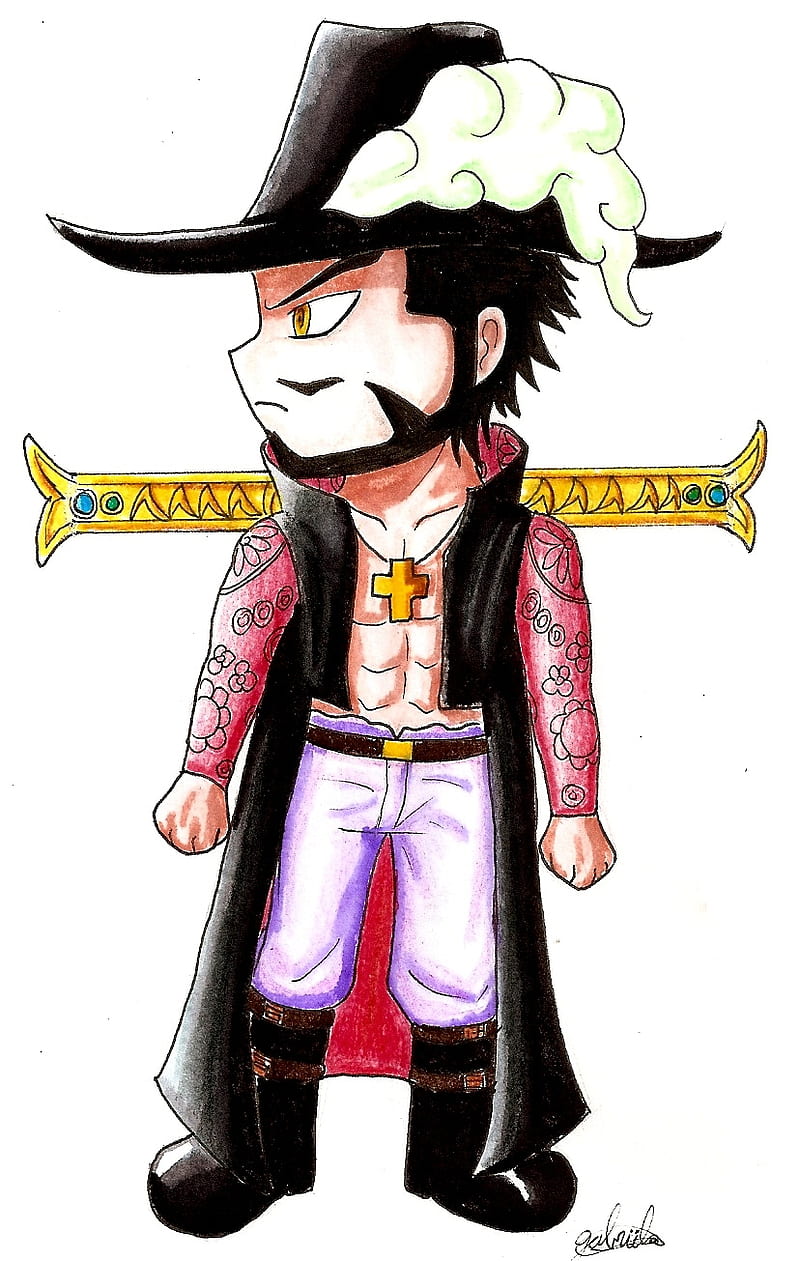 One piece Dracule Mihawk shichibukai anime cute chibi imagem sem fundo espada  olhos de gavião png