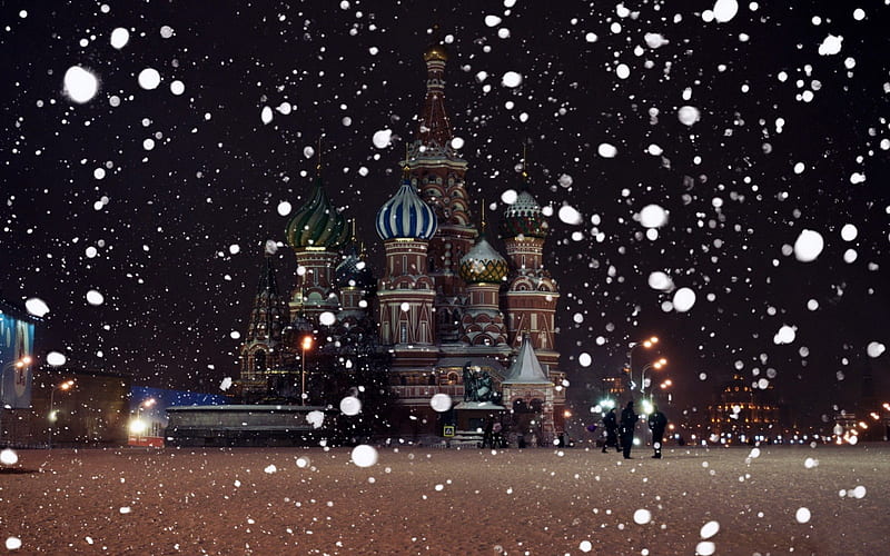 Kremlin under falling snow, snow, falling, kremlin, under, HD wallpaper