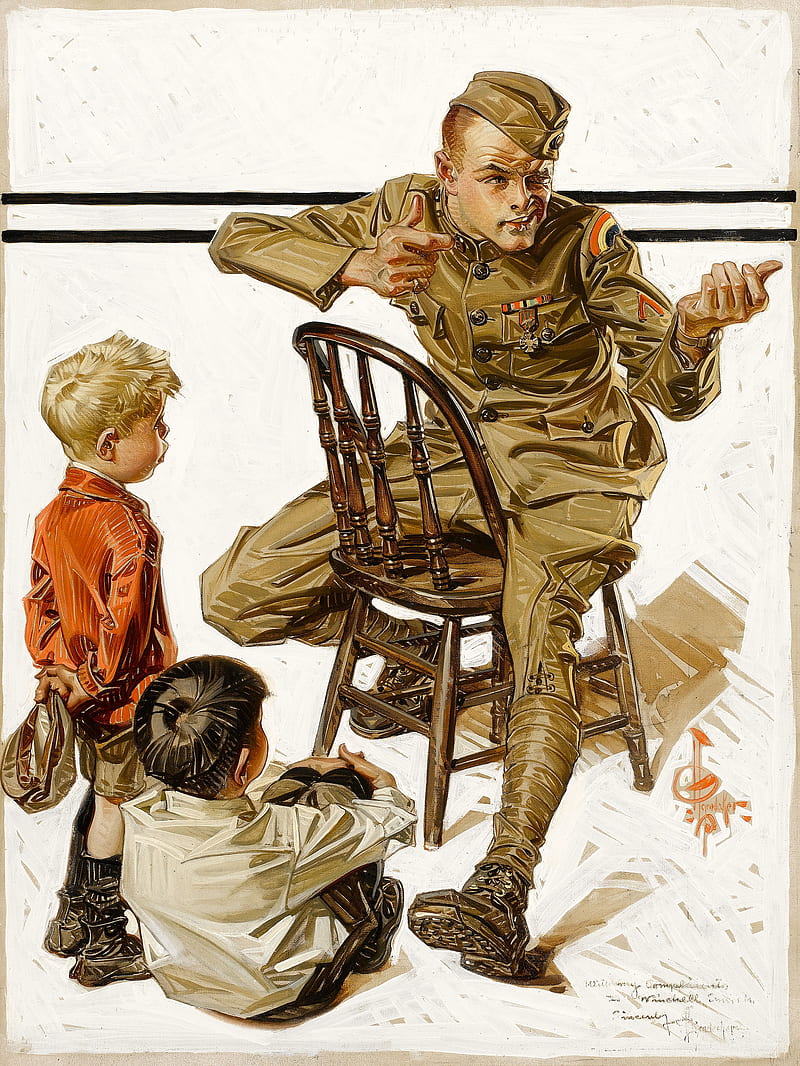 soldier, children, Joseph Christian Leyendecker, HD phone wallpaper