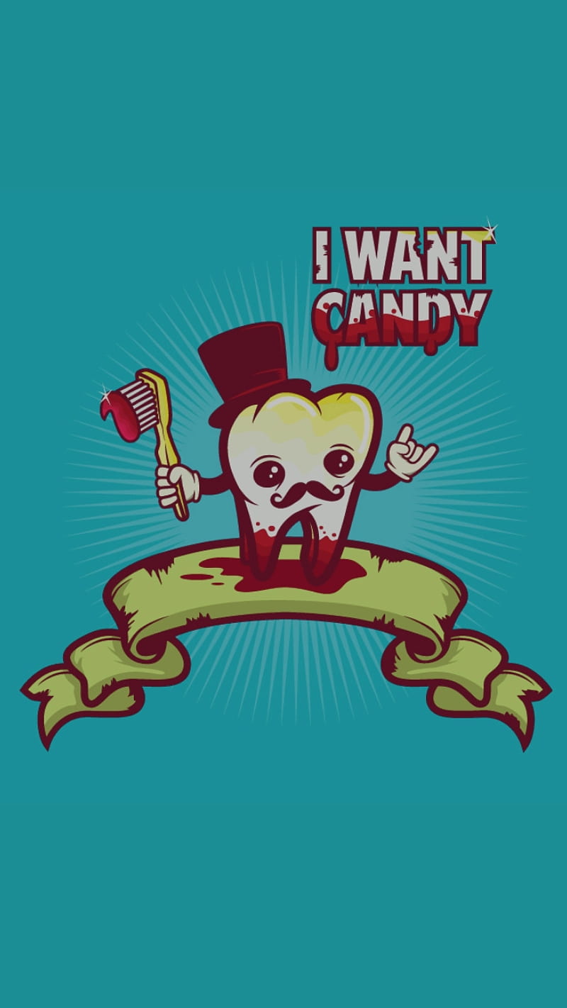 I Want Candy, character, creepy, cute, funny, sweet, tooth, turquoise, weird,  HD phone wallpaper | Peakpx