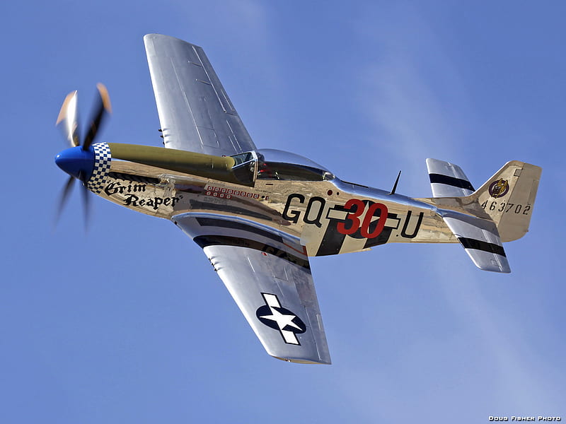 P51 Mustang - Grim Reaper, north, world, guerra, fighter, ww2, american, mustang, airplane, plane, reaper, antique, wwii, p51, grim, p-51, classic, HD wallpaper
