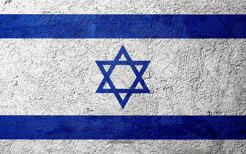 Flag of Israel, concrete texture, stone background, Israel flag, Asia, Israel, flags on stone, HD wallpaper