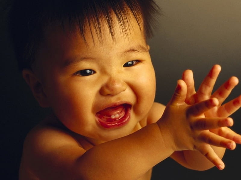 beautiful baby, emmotions, smile, baby, claping, HD wallpaper