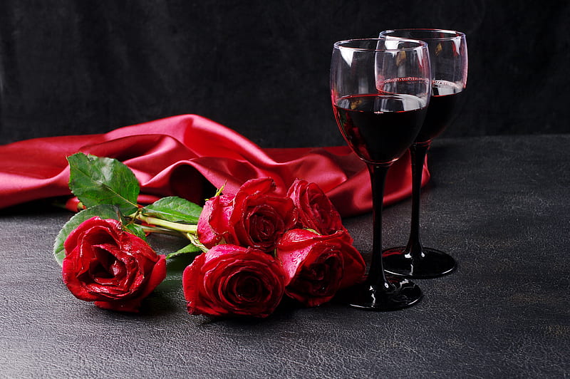 Valentine cheers, red, pretty, lovely, holiday, wine, background, bonito, roses, happy, cheers, bouquet, love, Valentine, day, champagne, HD wallpaper