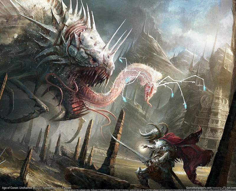 Dragon vs Warrior, epic, dark, game, dragon, creature, HD wallpaper