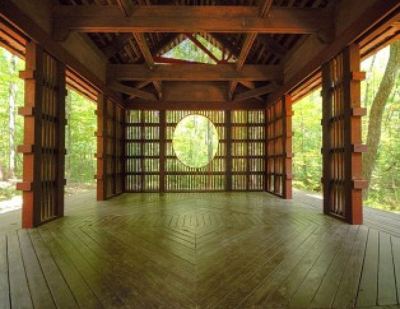 Japanese Indoor, japan, japanese, tea house, indoor, garden, bamboo, HD wallpaper