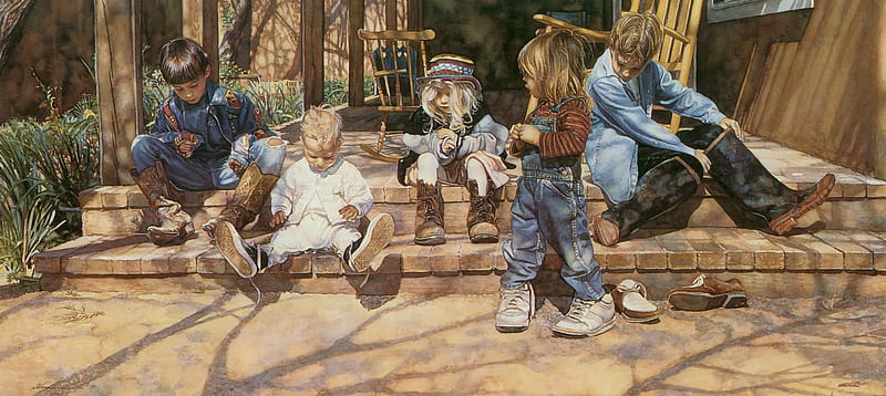 if the shoes fit, boys, boots, porch, girls, play, shoes, HD wallpaper