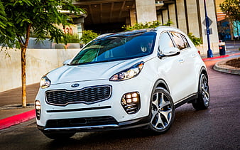 Kia Sportage, korean cars, 2017 cars, road, white Sportage, Kia, HD wallpaper