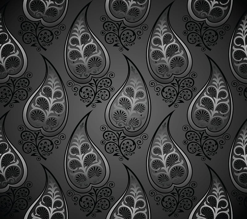 Floral Design, abstract, background, black, gris, HD wallpaper