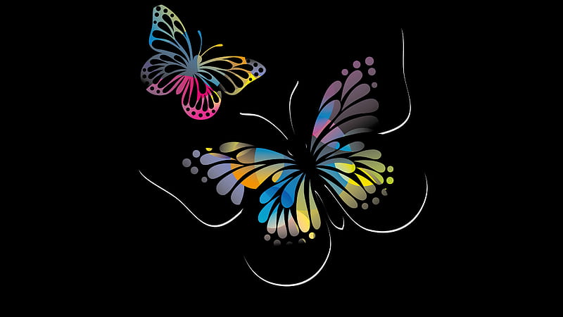Butterflies Oled , butterfly, oled, dark, black, artist, artwork, digital-art, HD wallpaper