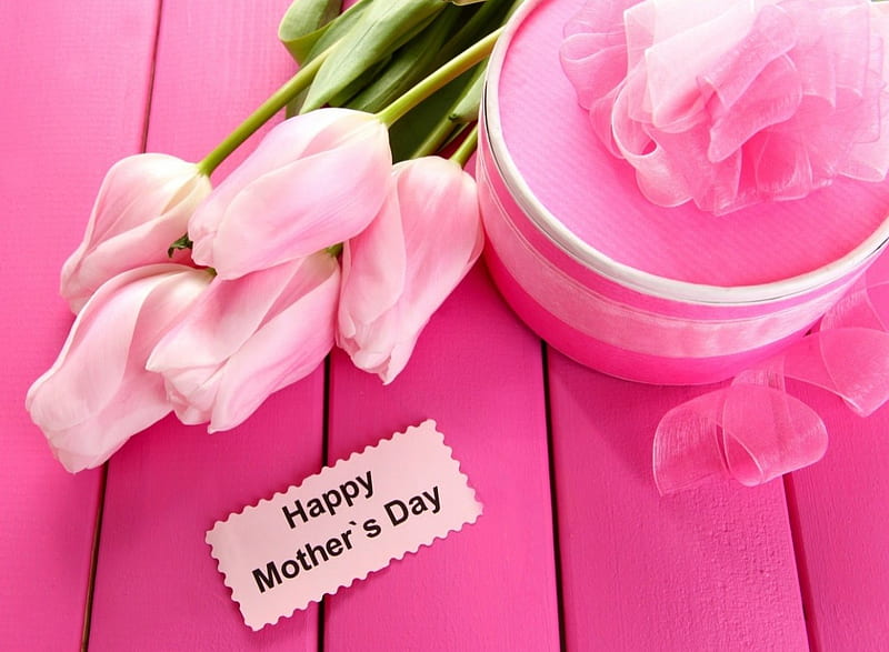 Happy mothers day! ( La multi ani , scumpa mama! ), flowers, tulips, pink, mothers day, HD wallpaper