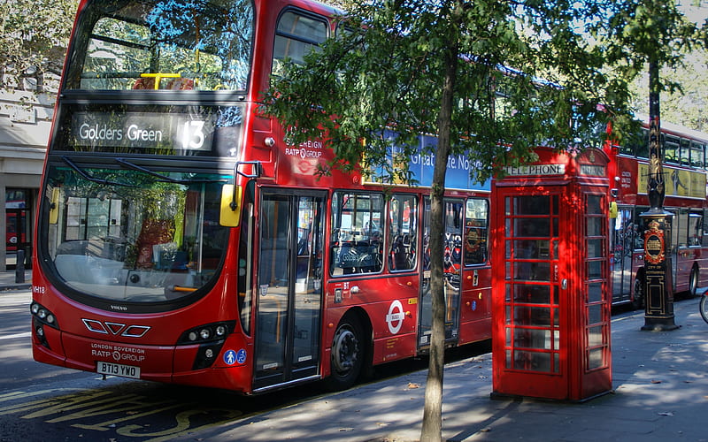 London buses, double-decker bus, London, UK, red buses, passenger transport, urban transport, HD wallpaper