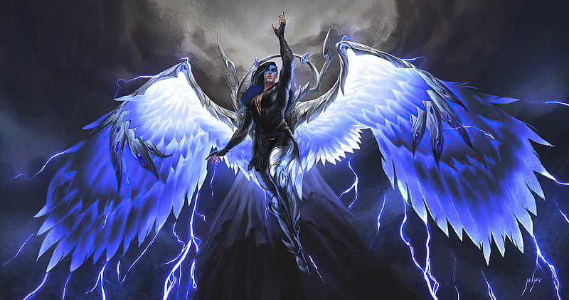 Half Demon Half Angel Pretty Female Wings Angel Bonito Abstract Woman Hd Wallpaper Peakpx