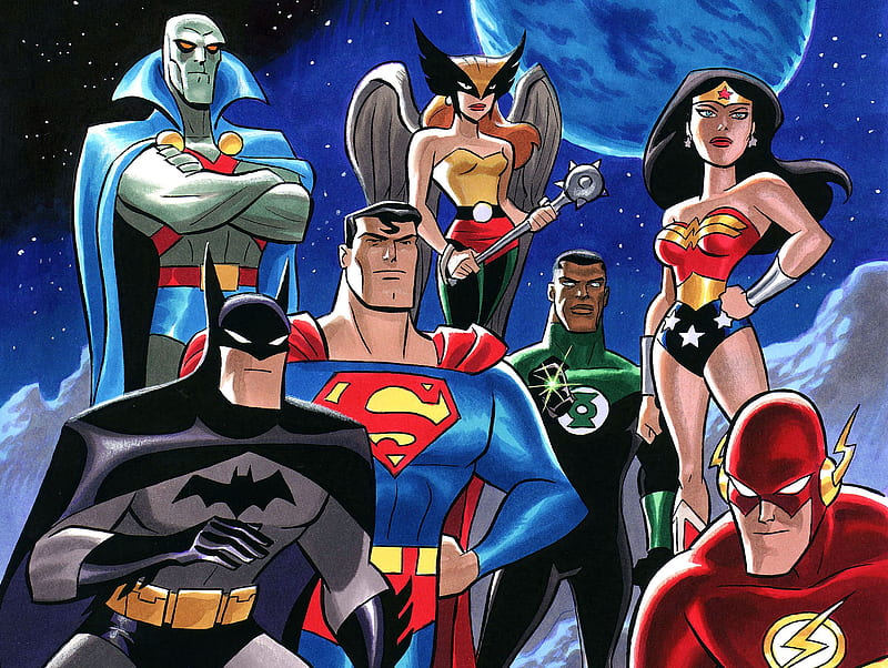 Justice League, Superman , Batman , Wonder Woman , Flash , Green Lantern , Wally West , John Stewart (Green Lantern) , Martian Manhunter , Hawkgirl (DC Comics) , Shayera Hol, HD wallpaper