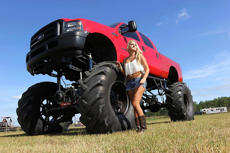 lifted trucks with stacks wallpaper
