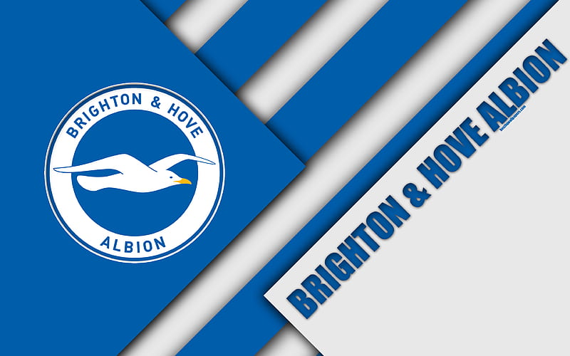 Brighton and Hove Albion FC, logo material design, blue white abstraction, football, Brighton Hove, England, UK, Premier League, English Football Club, HD wallpaper
