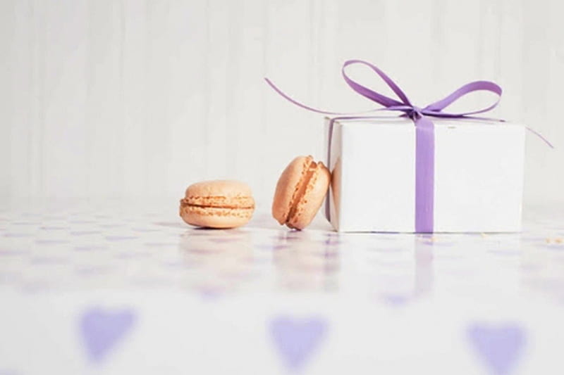 For Special Day , special, moments, relax, ribbon, macarons, soft, gift, afternoon, purple, beauty, pastel, HD wallpaper