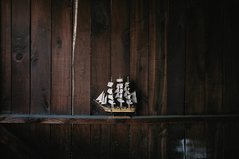 Brown and White Galleon Ship Scale Model, HD wallpaper