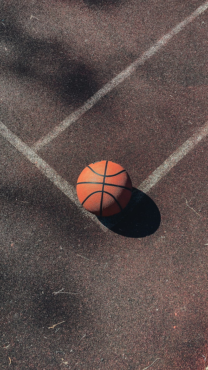 basketball, basketball ball, ball, court, marking, HD phone wallpaper