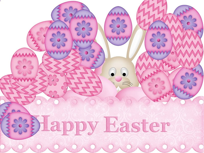 Happy easter Comic, purple, pink, text, holiday, desenho, easter, HD wallpaper