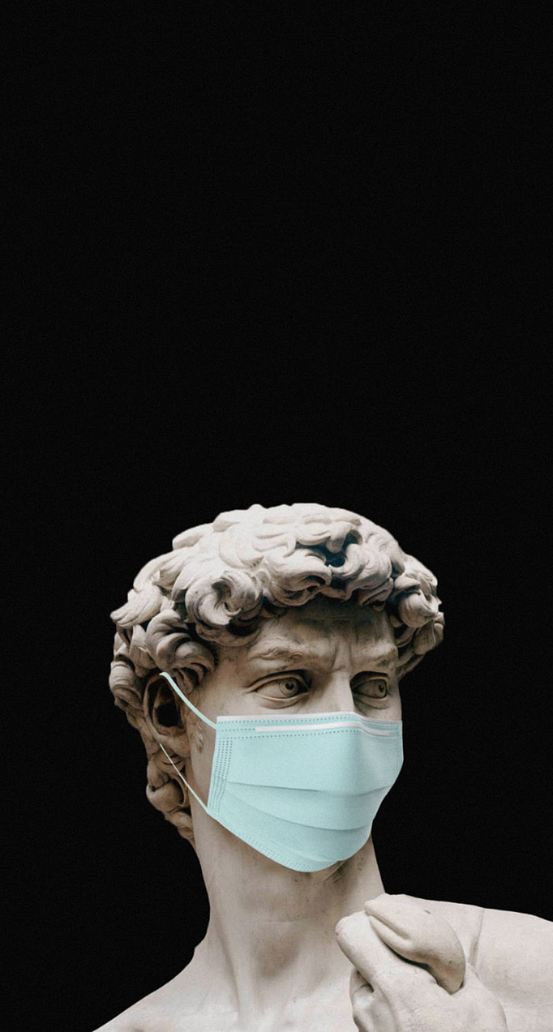 Statue with mask, coronavirus, estatua, grecia, greek, iphone, mascarilla, roma, virus, HD phone wallpaper
